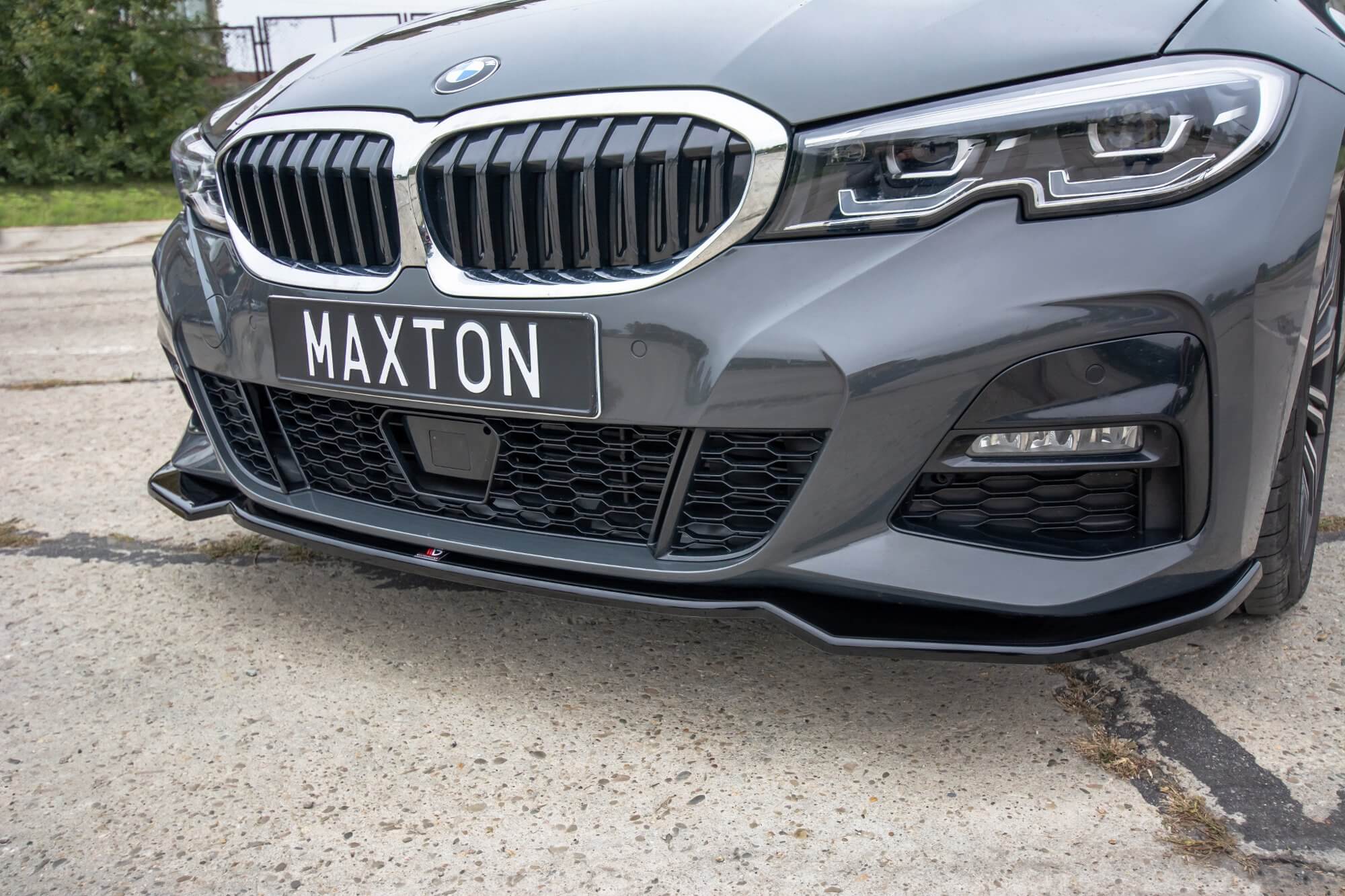 Спојлер  Maxton Design верзија 2 за преден  M Technik браник на BMW серија 3 G20 по 2019 година, црн лак