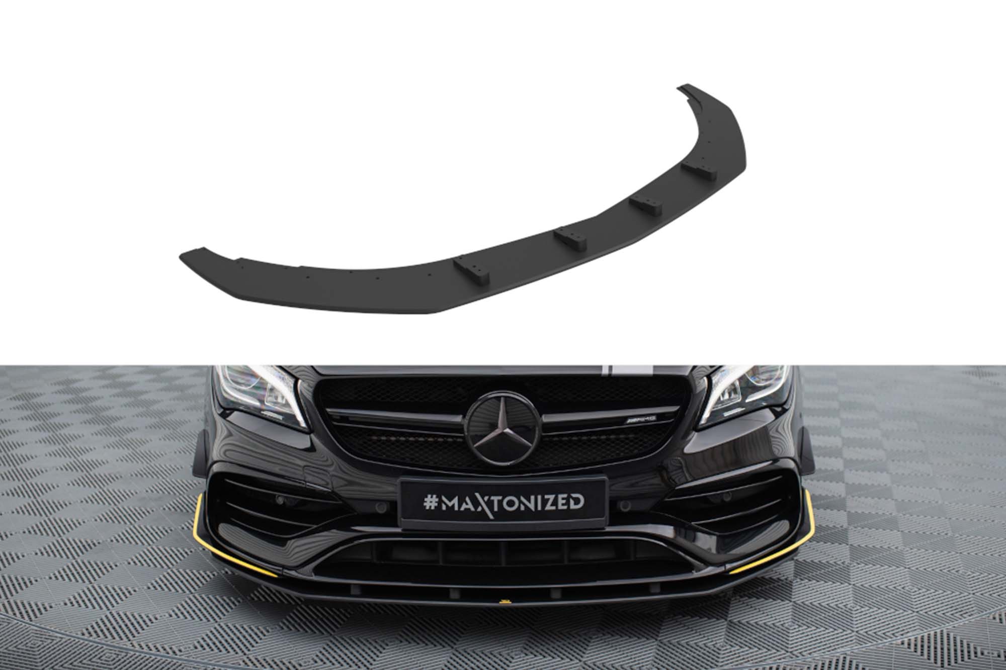 Спојлер  Maxton Design за преден  AMG браник на Mercedes CLA 45 Aero C117 2017-2019, црн мат