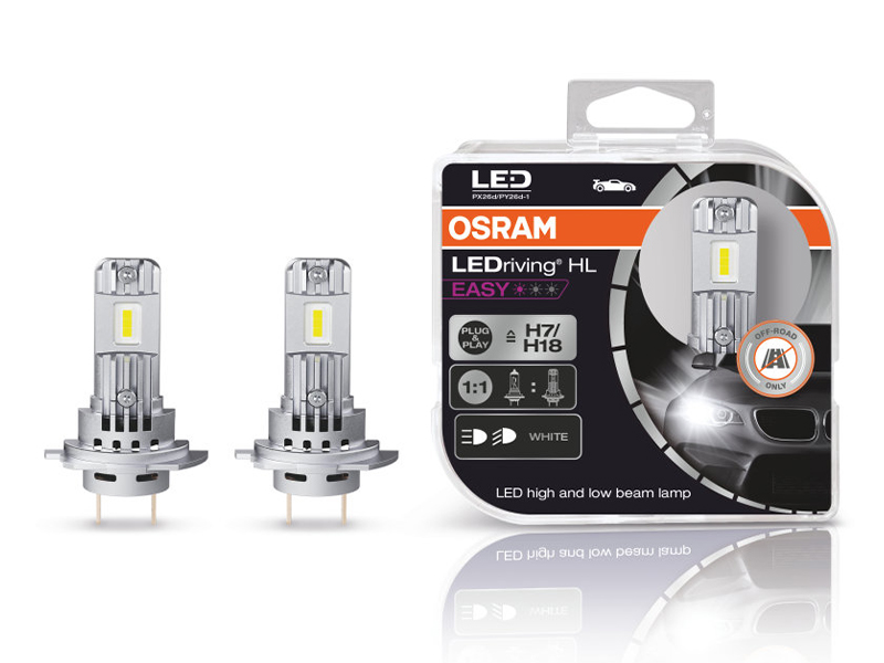 Комплет 2 бројки LED сијалици Osram Easy H7/H18 12V, 16W, 6500K, 1400lm