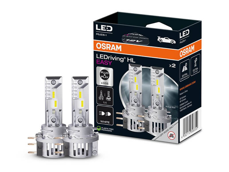 Комплет 2 бројки LED сијалици Osram Easy H15 12V, 15/2.7W, 6500K, 1250/250lm