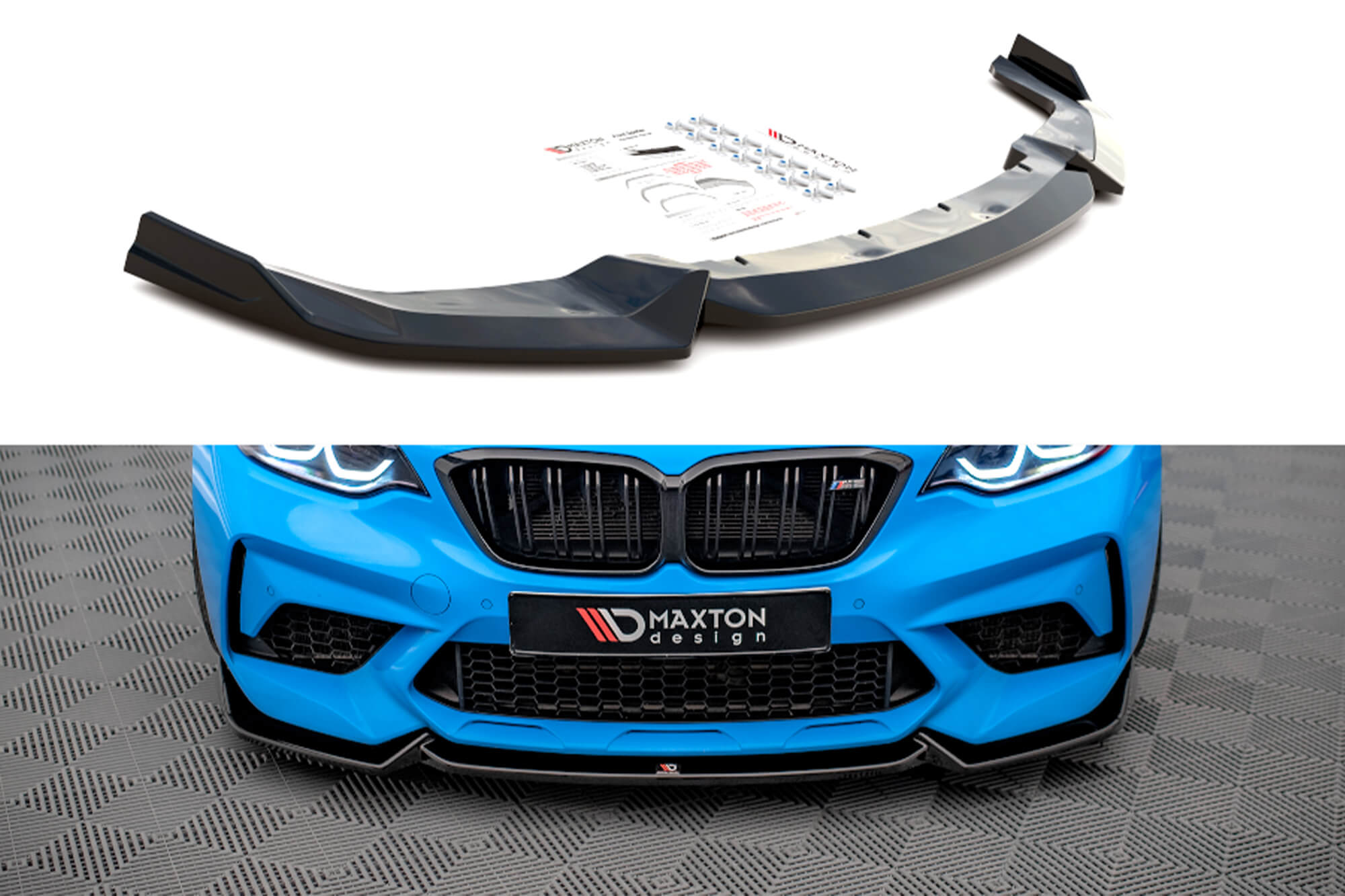 Спојлер  Maxton Design верзија 2 за преден  браник на BMW M2 F87 2016-2020, црн мат