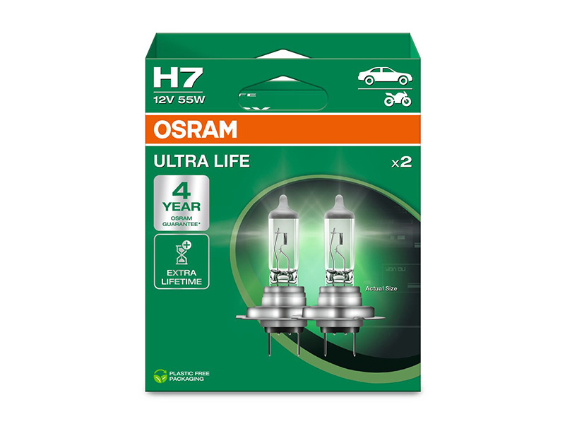 Комплет 2 бр. халогенски сијалици Osram H7 UltraLife 12V, 55W, PX26d