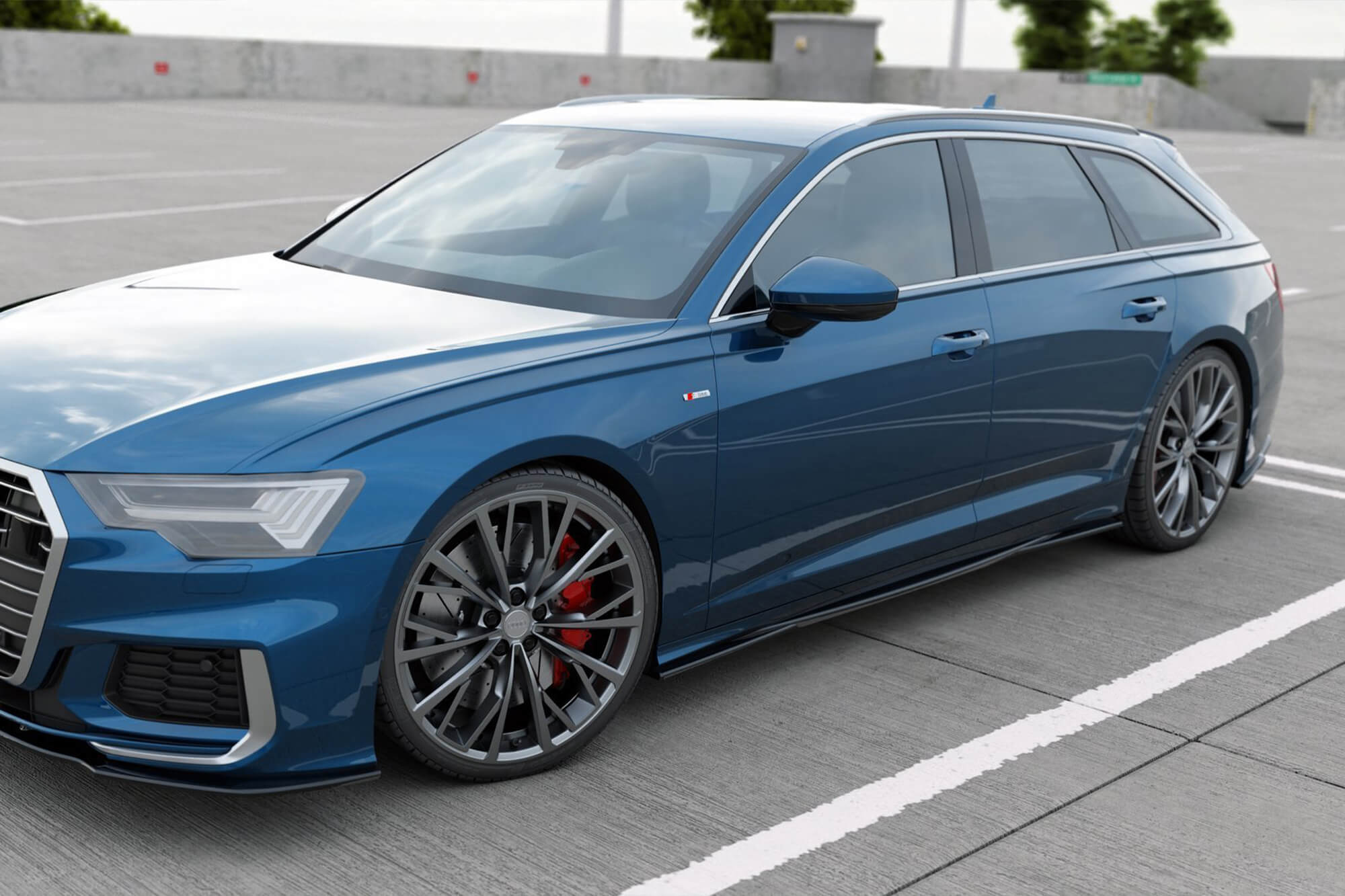 Додатоци  Maxton Design тип S6, S-Line за прагови на Audi A6 C8 седан, Avant по 2019 година, црн мат