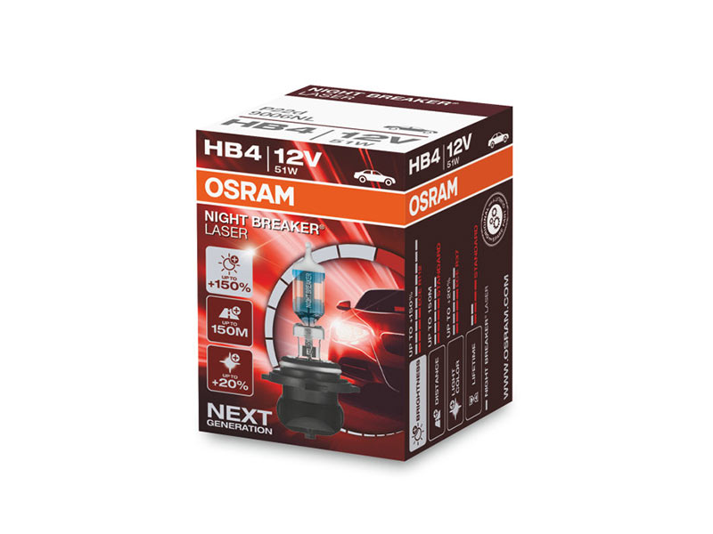 Халогенска сијалица Osram HB4/9006 Night Breaker Laser +150% 12V, 51W, P22d, 1000lm, 1 бр. во кутија