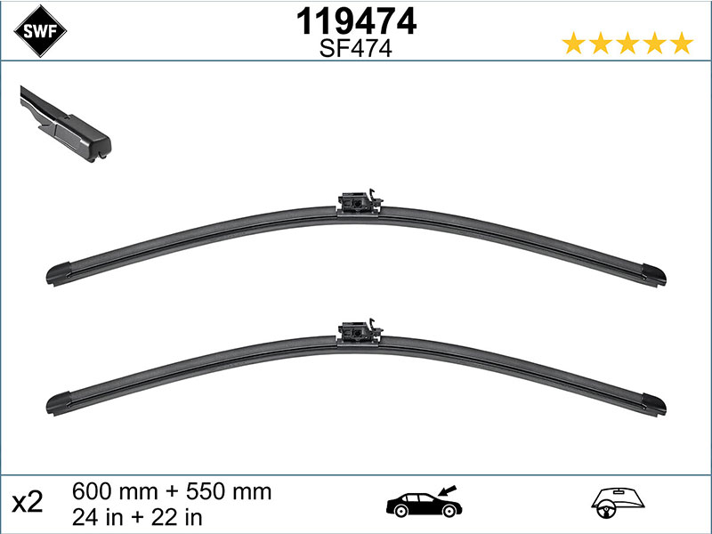 Комплет  автомобилски бришачи SWF Visioflex 119474,  650мм + 550мм
