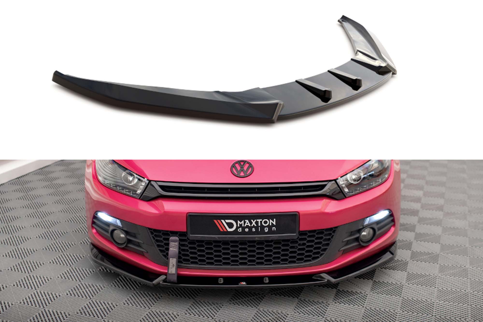 Спојлер  Maxton Design верзија 3 за преден  браник на VW Scirocco MK3 2008-2014, црн лак