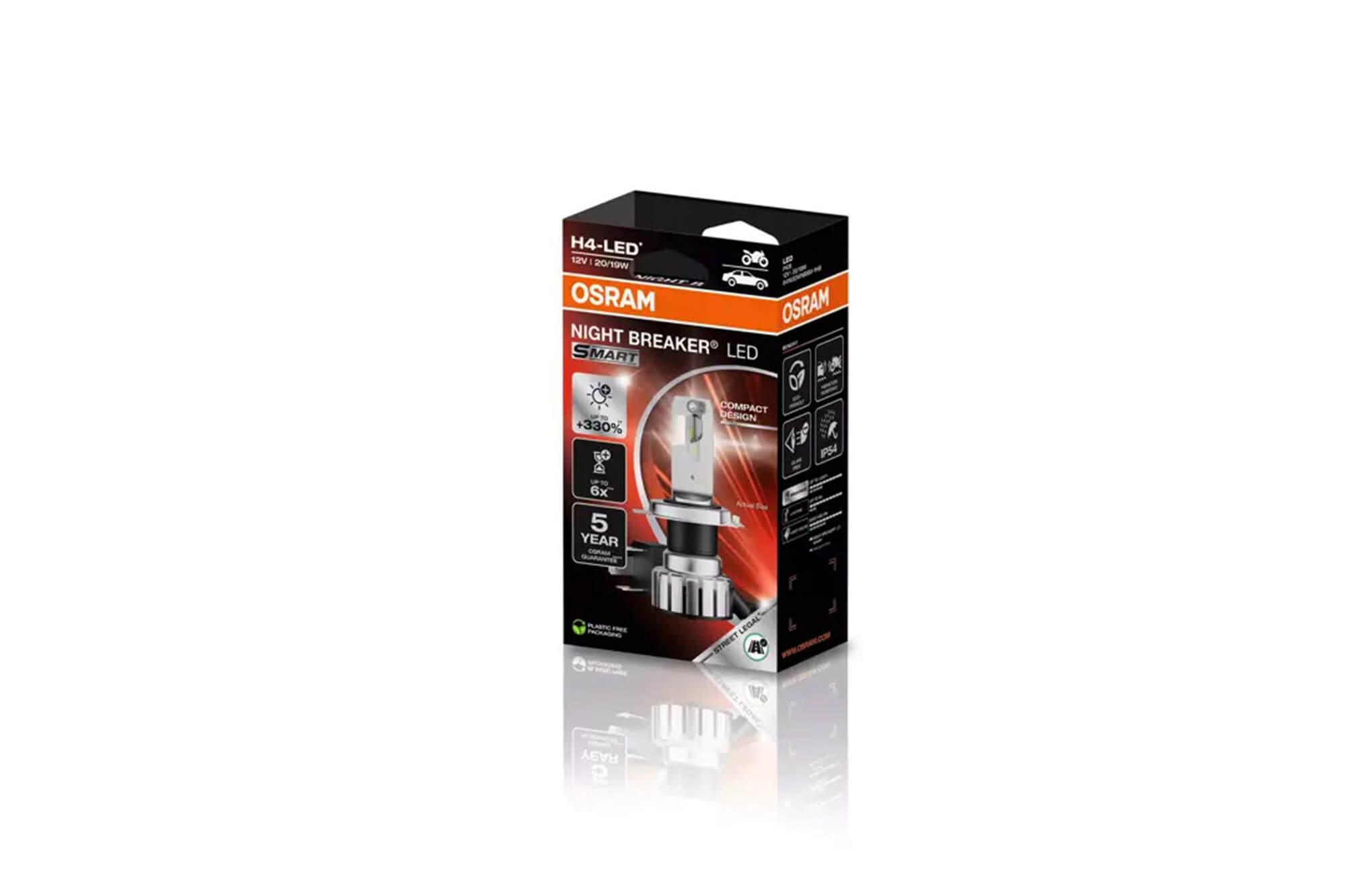 LED сијалица Osram за фарови H4 Night Breaker Smart ладно бела  светлина, 12V, 20/19W, 6000K, 1650LM