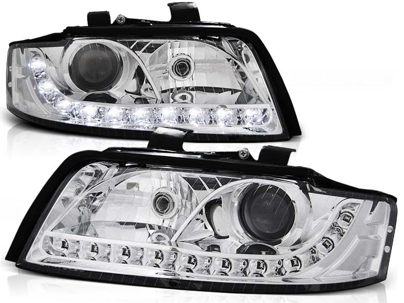 Комплет тунинг фарови со LED светла за Audi A4 B6 10.2000-10.2004 седан/караван , лев и десен