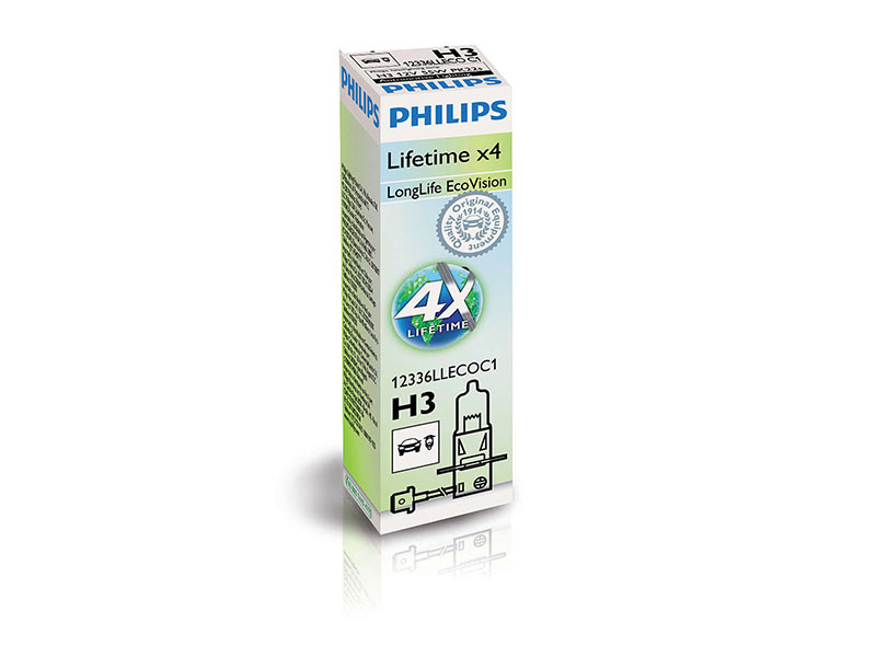 Халогенска сијалица Philips H3 LongLife EcoVision12V, 55W, PK22S, 1 бр.