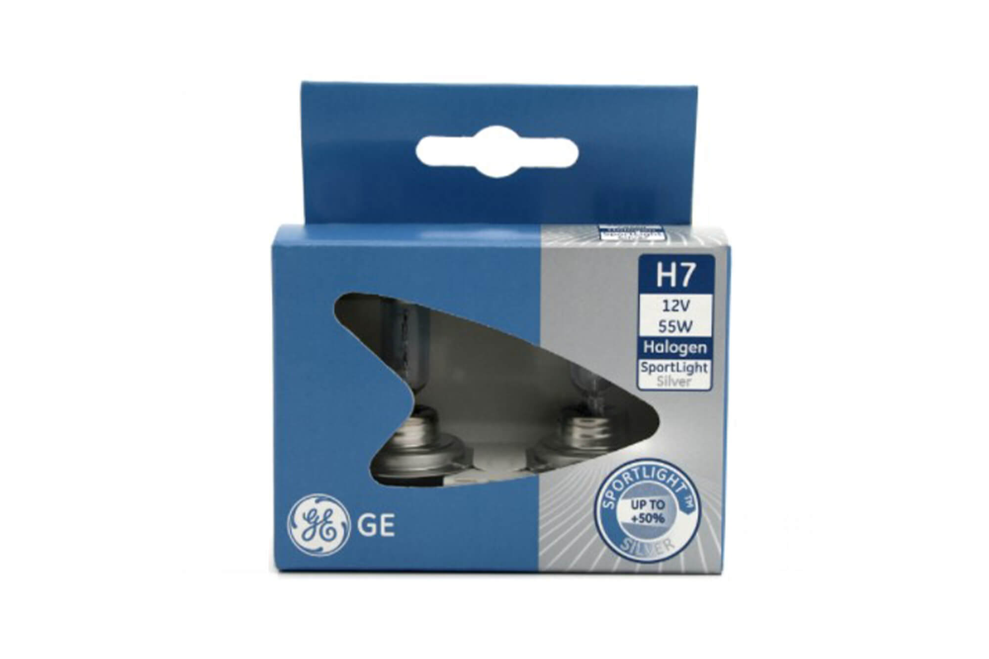 Комплет 2 бројки Халогенски сијалици General Electric, серија Sport Light +50 H7, 12V, 55W, PX26d