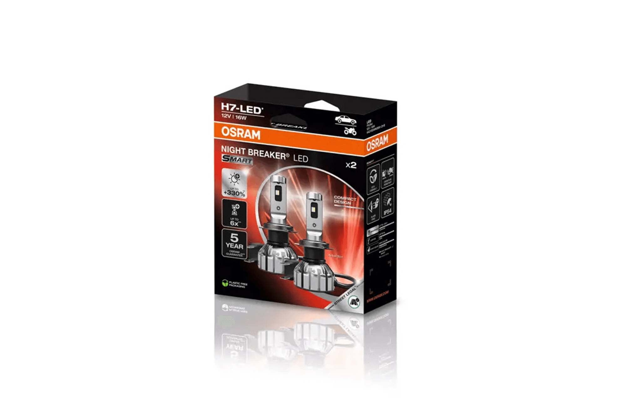 LED сијалици Osram за фарови H7 Night Breaker Smart ладно бела  светлина, 12V, 16W, 6000K, 1550LM