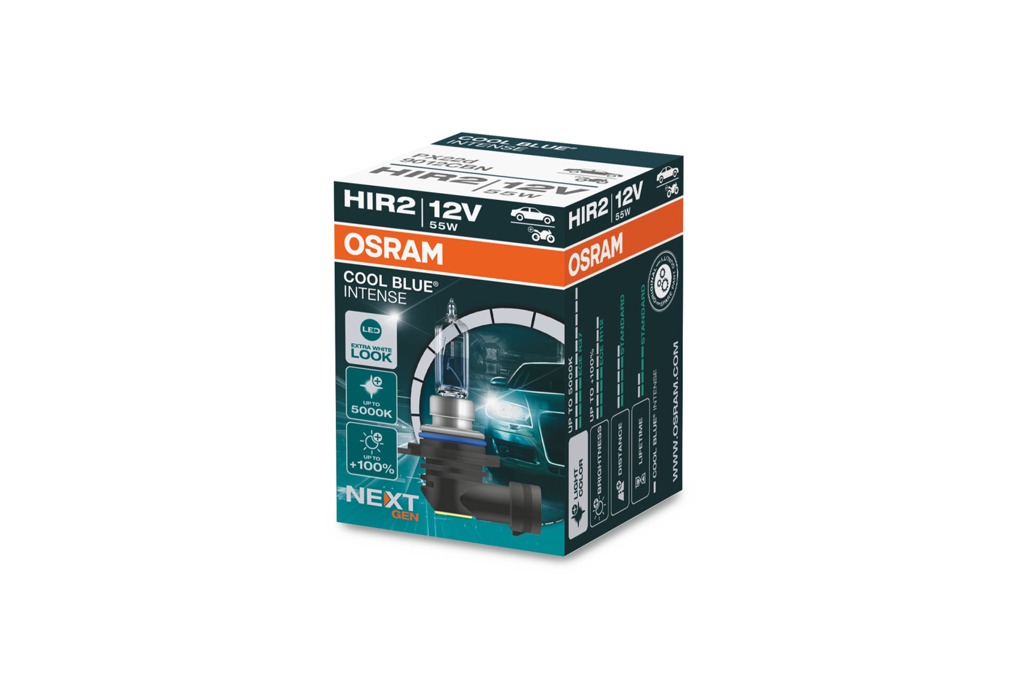 Халогенска сијалица Osram HIR2 Cool Blue Intense Next Gen 12V,55W, PX22d, 5000K, 1875lm