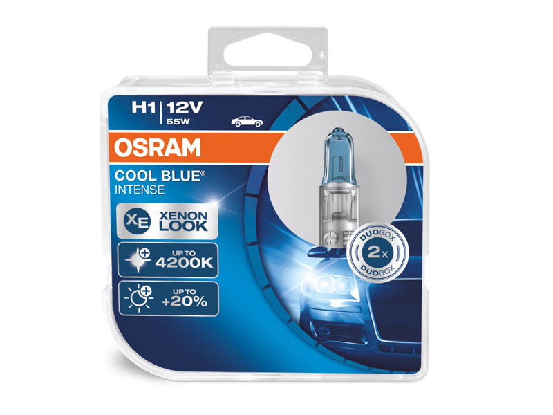 Комплет 2 бр. халогенски сијалици Osram H1 Cool Blue Intense 12V, 55W, P14.5s