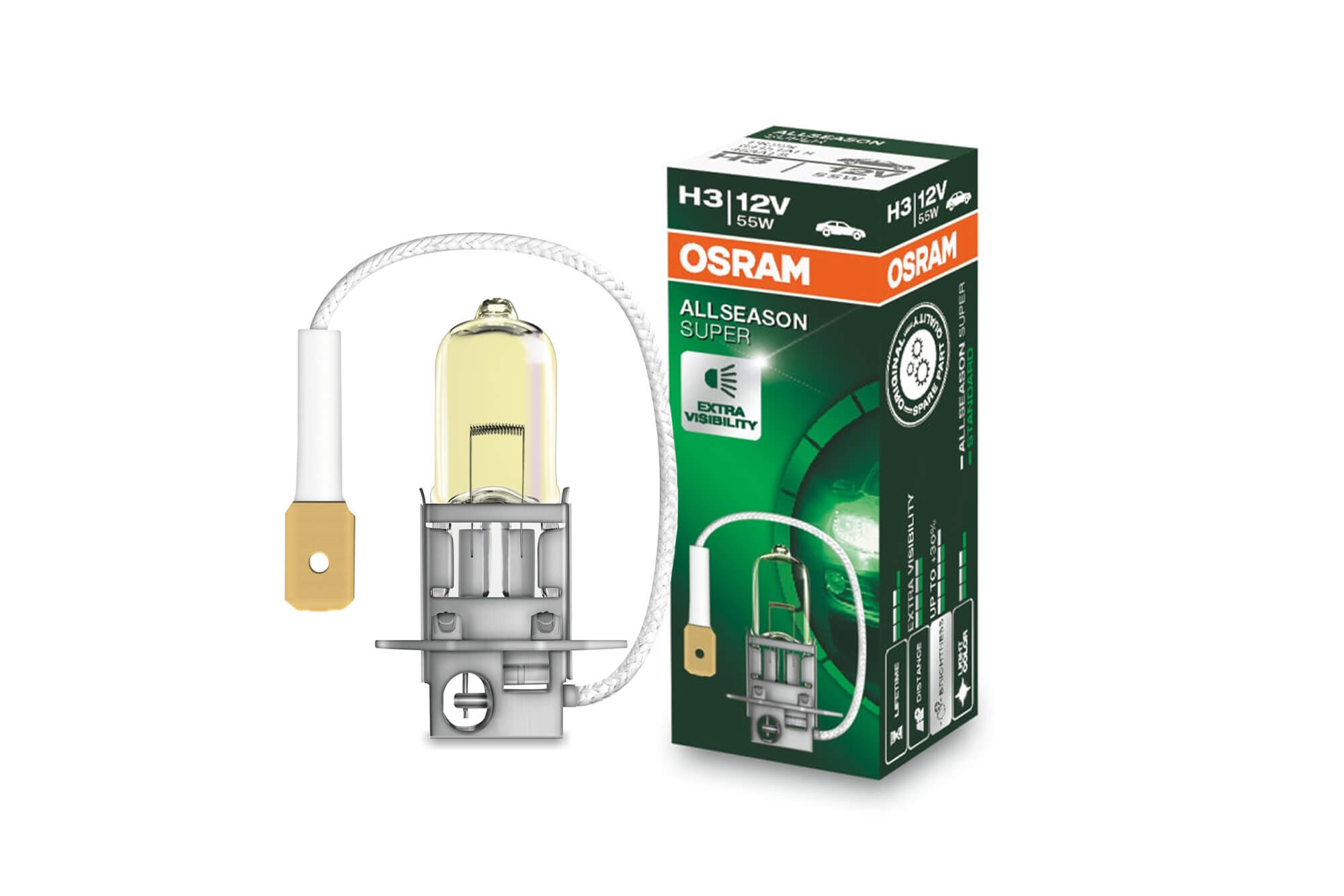 Халогенска сијалица Osram H3 AllSEASON Super 12V, 55W, PK22S, 1 бр.