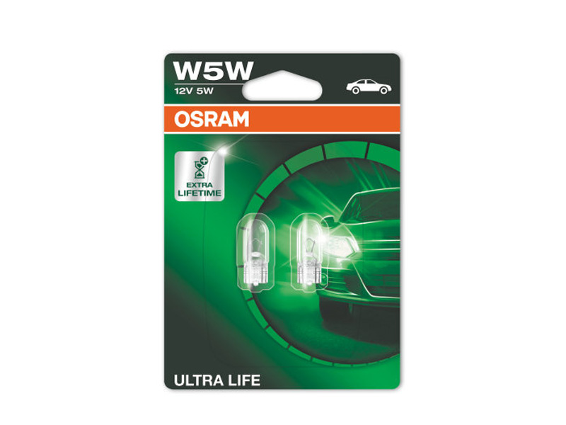 Комплет 2 бр. халогенски сијалици Osram W5W Ultra Life 12V, 5W