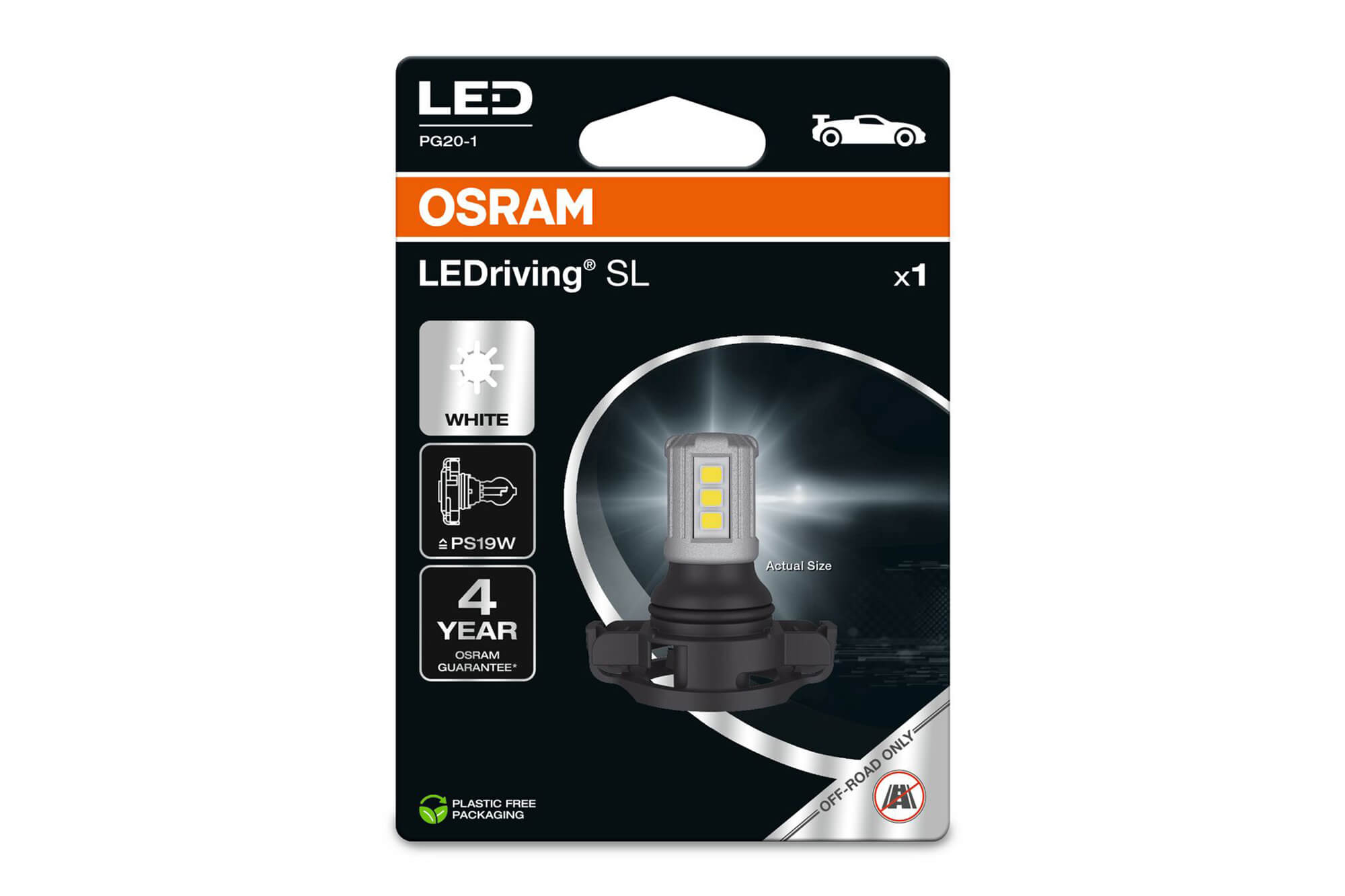 LED ламба  OSRAM тип PS19W бела 6000K, 140LM, 12V, 1.6W, PG20-1