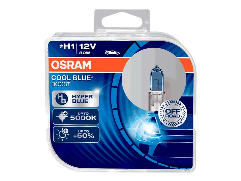 Комплет 2 бр. халогенски сијалици Osram H1 Cool Blue Boost 12V, 80W, P14.5s, 700lm