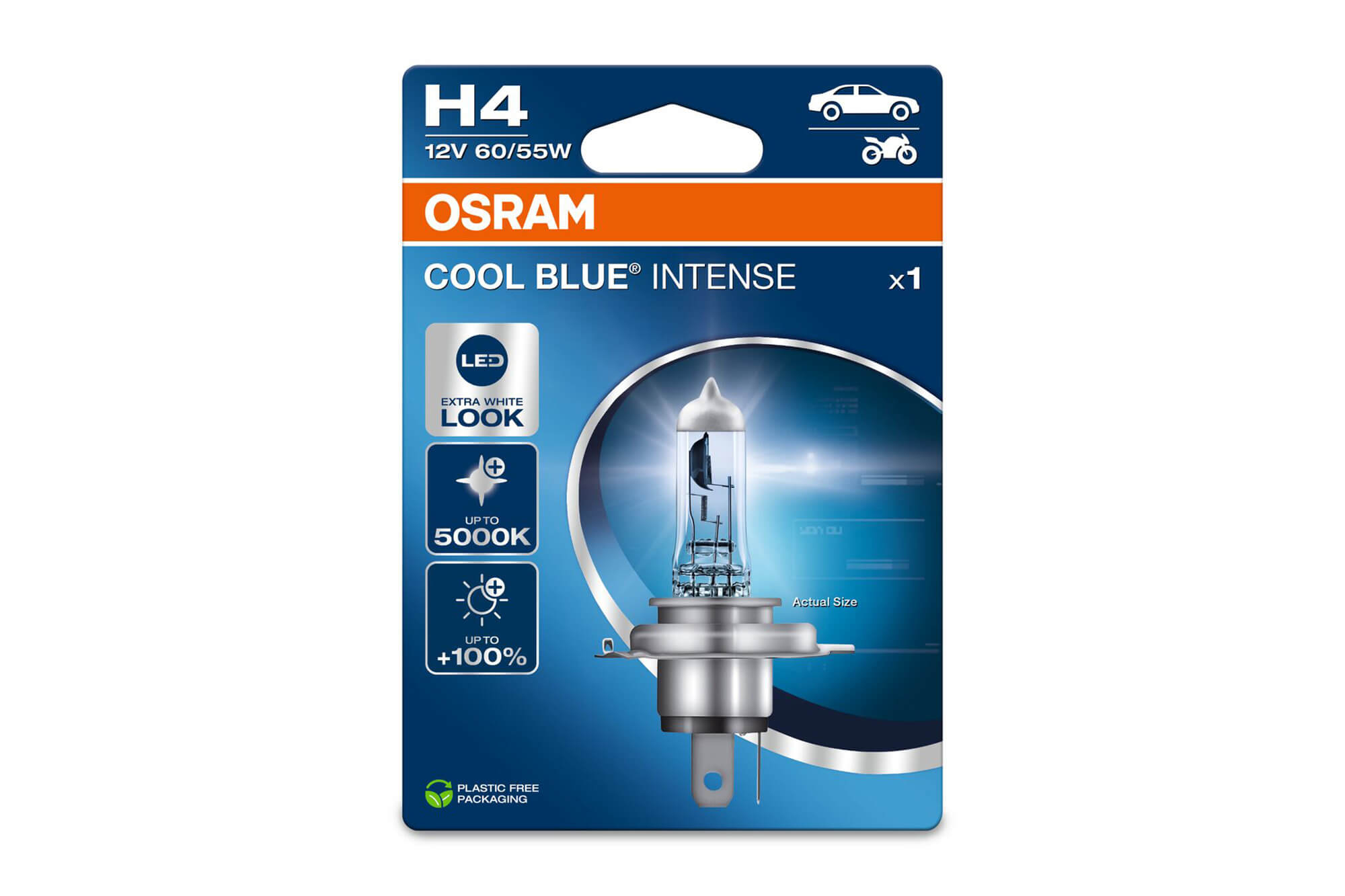 Халогенска сијалица Osram H4 Cool Blue Intense Next Gen 12V, 60/55W, P43t, 5000K, 1650/1000lm