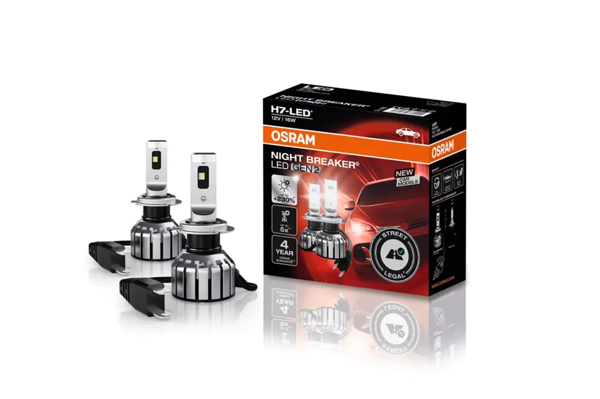 LED сијалици Osram за фарови H7 Night Breaker GEN2 ладно бела  светлина, 12V, 16W, 6000K, 1500LM