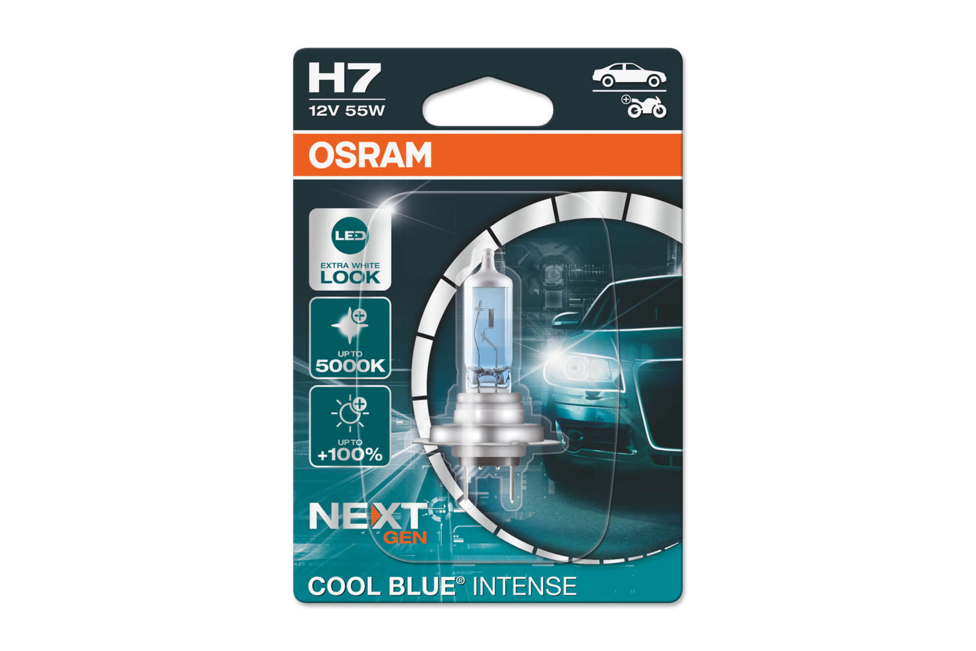 Халогенска сијалица Osram H7 Cool Blue Intense Next Gen 12V, 55W, PX26d, 5000K, 1500lm