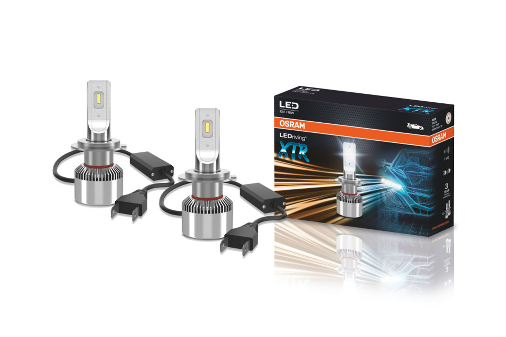 LED сијалици Osram за фарови XTR H7 ладно бела  светлина, 12V, 18W, 6000K, 1750LM