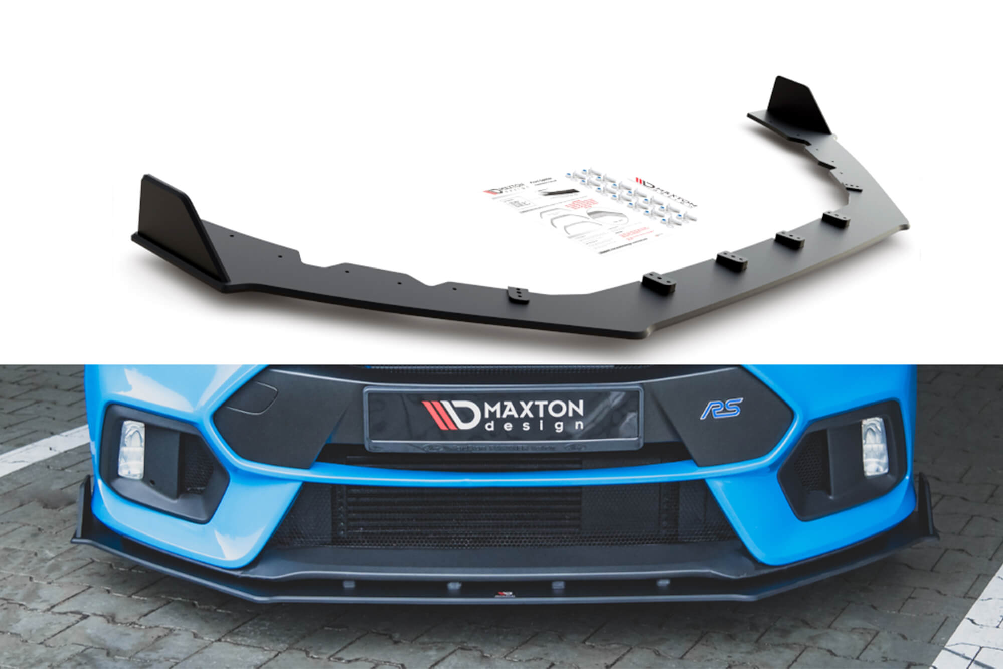 Спојлер  Maxton Design тип Racing верзија 2 за преден  RS браник на Ford Focus 2015-2018, црн мат