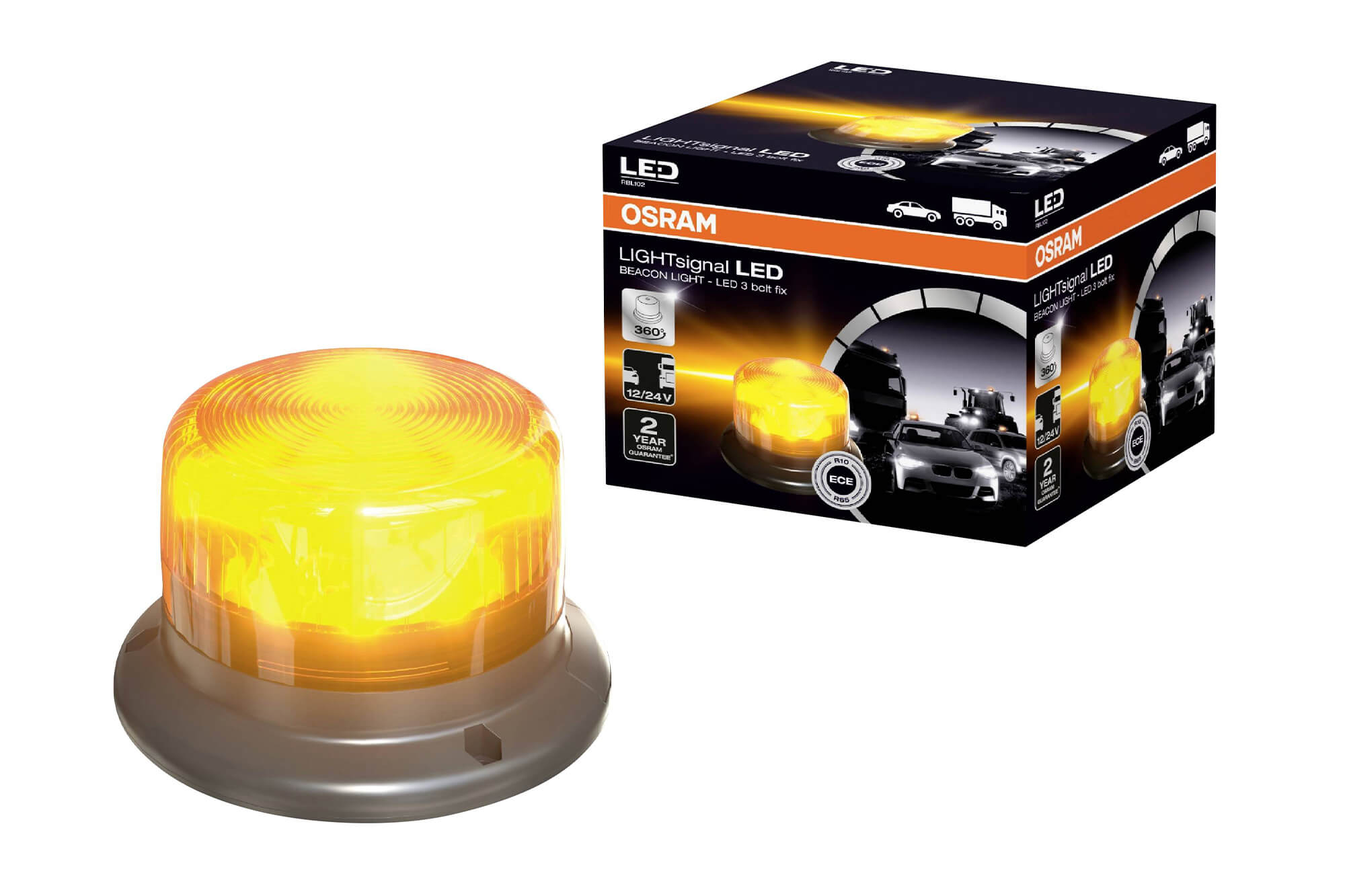 LED сигнална ламба  Osram LIGHTsignal LED BEACON LIGHT портокалова  12-24V, 7W, 1900K