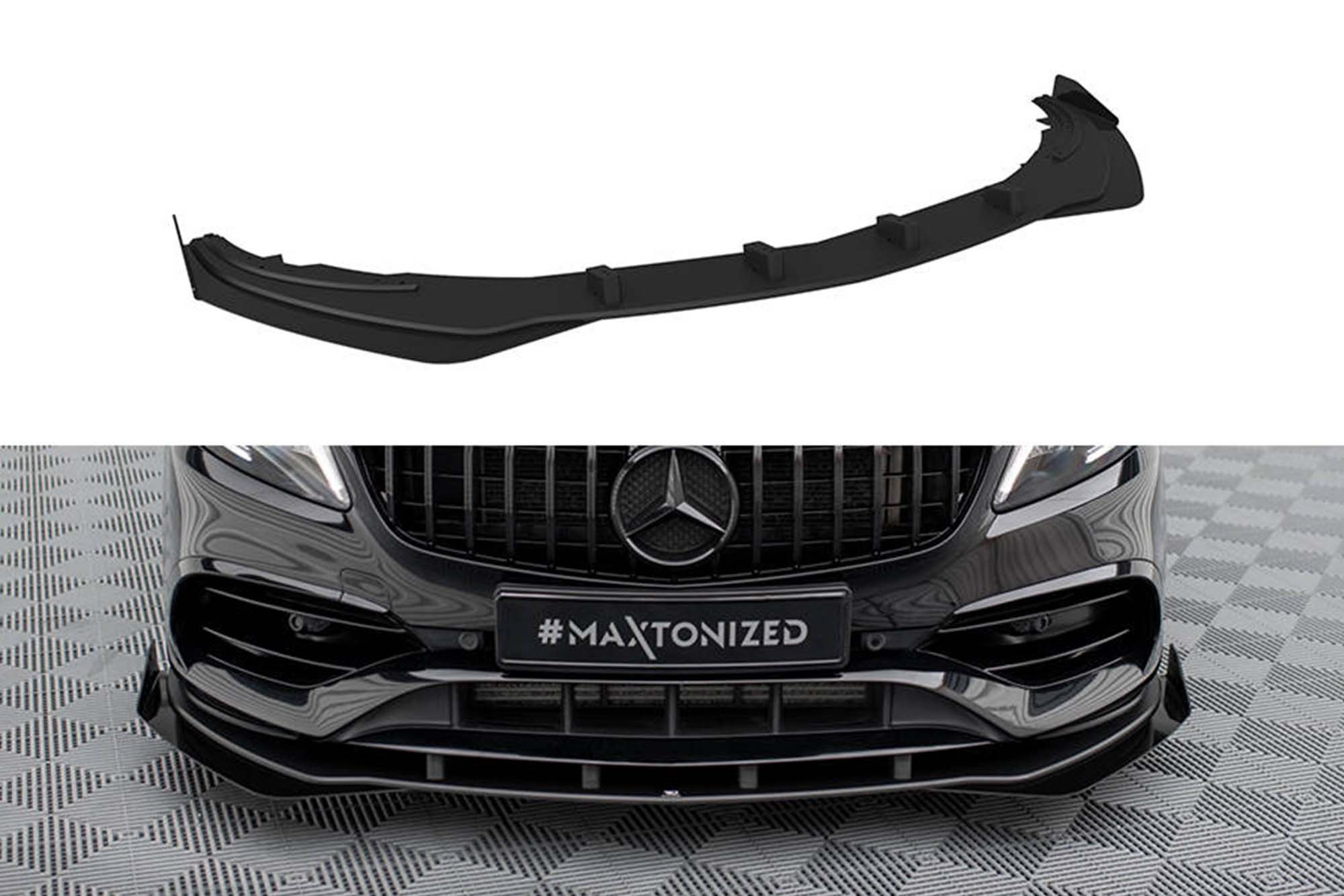 Спојлер  Maxton Design за преден  AMG-Line браник со  странични додатоци  на Mercedes A класа W176 2015-2018, црн мат