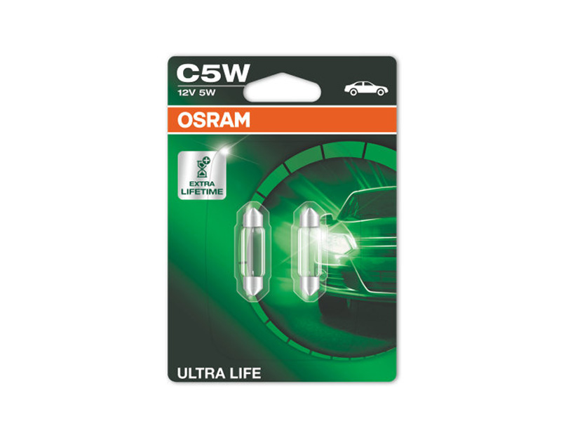 Комплет 2 бр. халогенски сијалици Osram C5W Ultra Life 12V, 5W, SV8.5-8, 36 мм