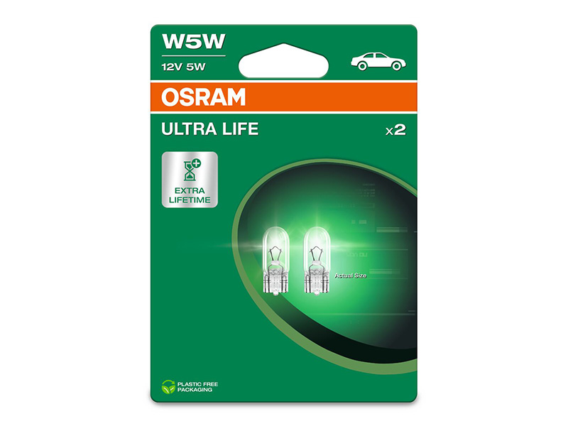 Комплет 2 бр. халогенски сијалици Osram W5W Ultra Life 12V, 5W