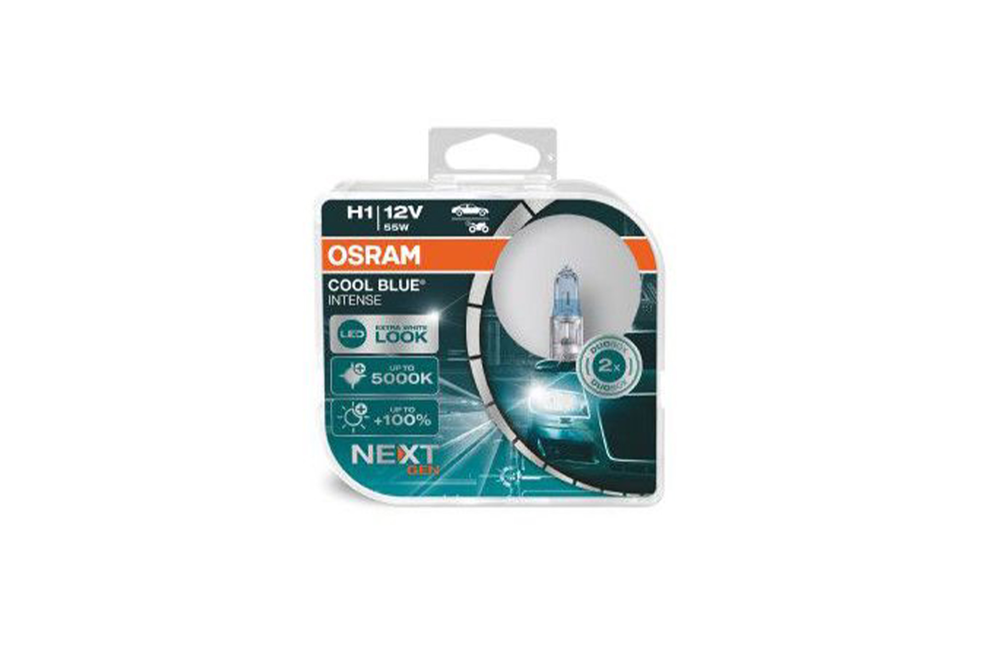 Комплет 2 бројки Халогенски сијалици H1 Osram Cool Blue Intense Next Gen 12V, 55W, P14.5s, 4200K, 1550lm