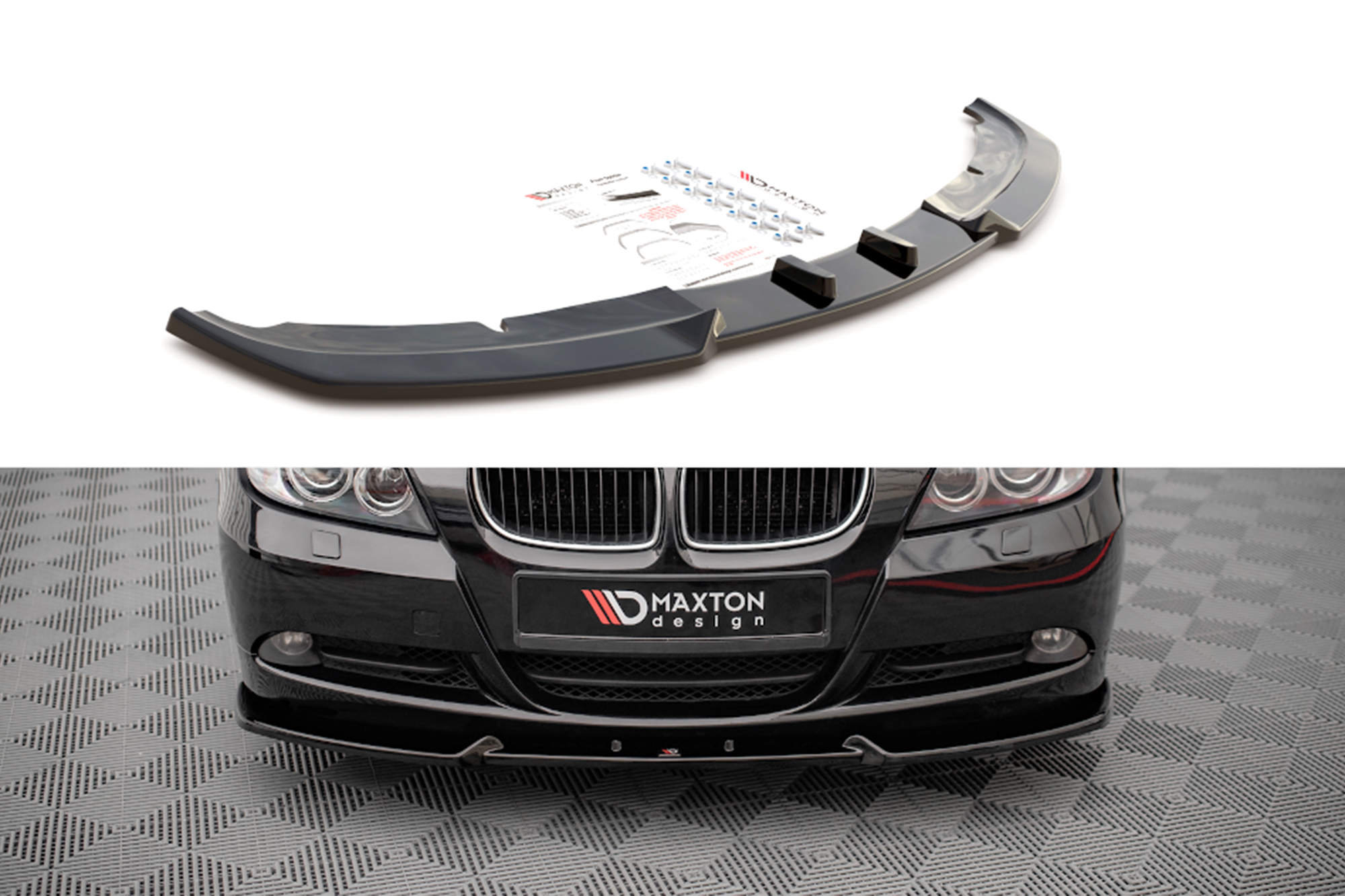 Спојлер  Maxton Design верзија 1 за преден  стандарден  браник на BMW 3 E90, E91 2004-2008, црн мат