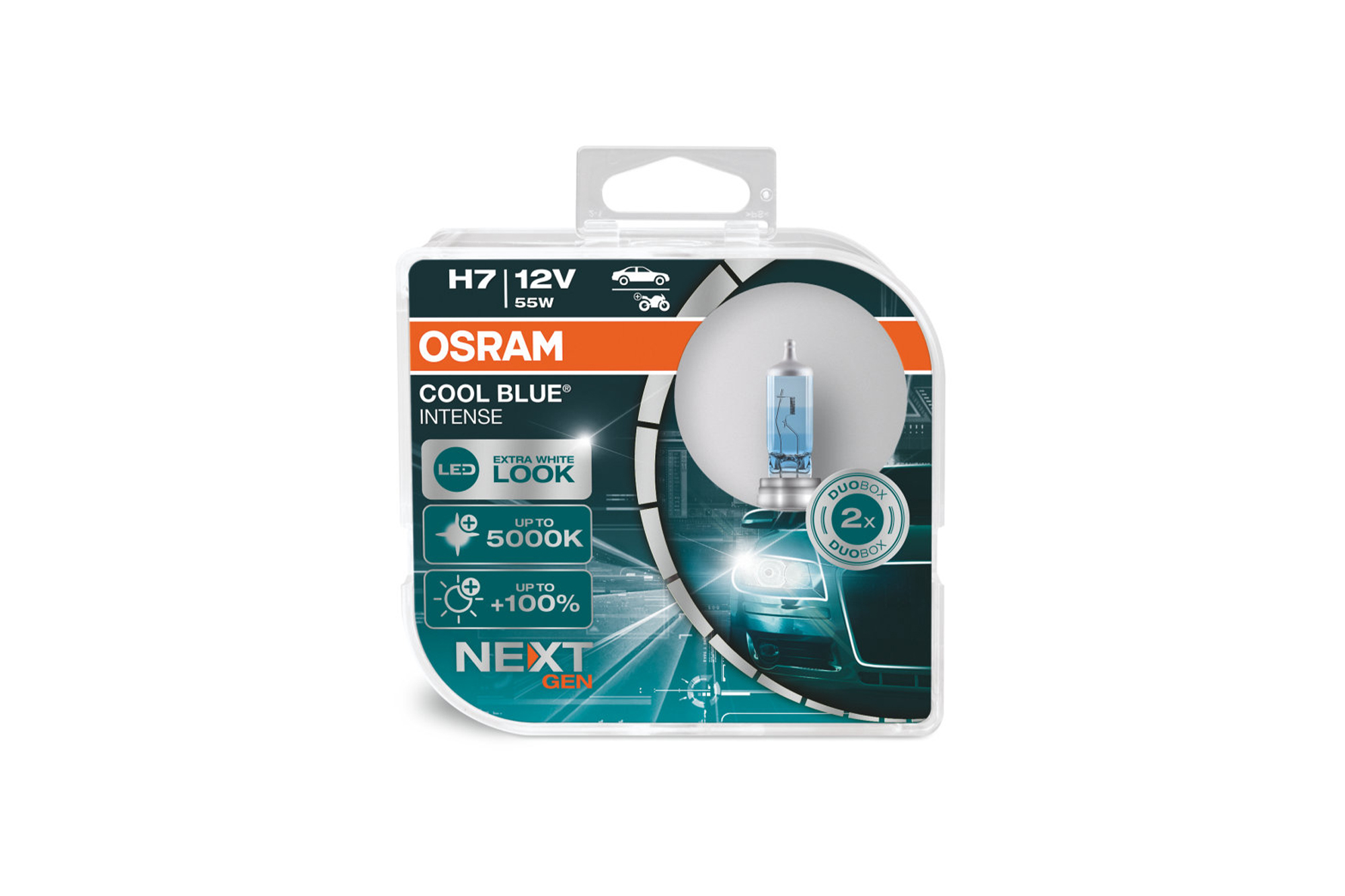 Комплет 2 бројки Халогенски сијалици H7 Osram Cool Blue Intense Next Gen 12V, 55W, PX26d, 5000K, 1500lm