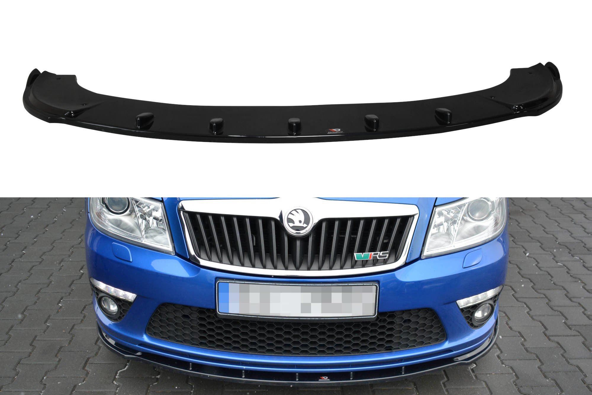 Спојлер Maxton Design верзија 1 за преден тунинг браник на Skoda Octavia Mk2 RS 2008-2013, боја карбон