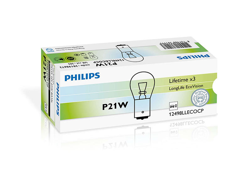 Халогенска сијалица Philips P21W LongLife EcoVision 12V, 21W, BA15S, 1 бр.