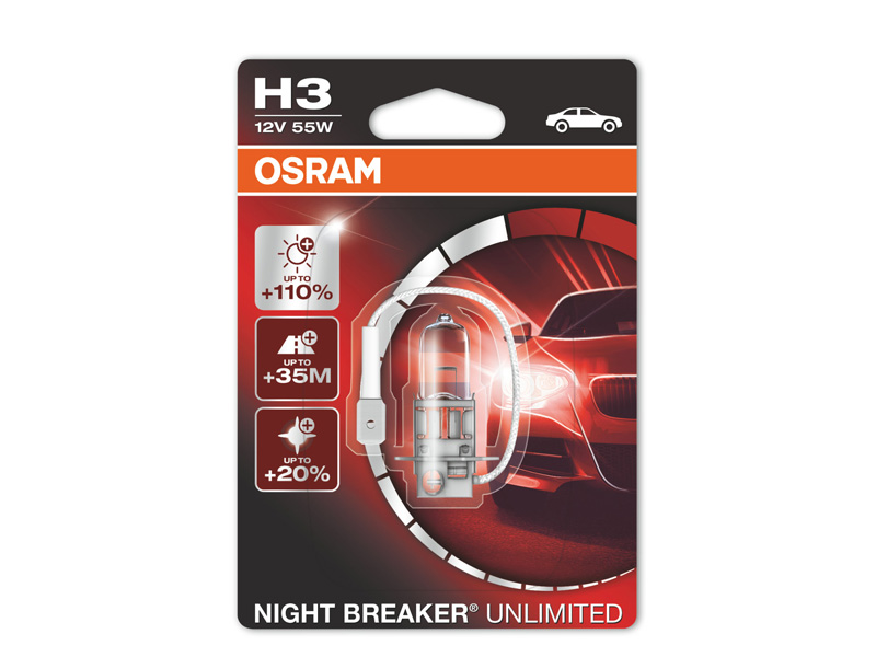 Халогенска сијалица Osram H3 Night Breaker Unlimited 12V, 55W, PK22s, 1 бр.