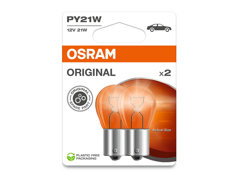 Комплет 2 бр. халогенски сијалици Osram PY21W Original 12V, 21W, BAU15s