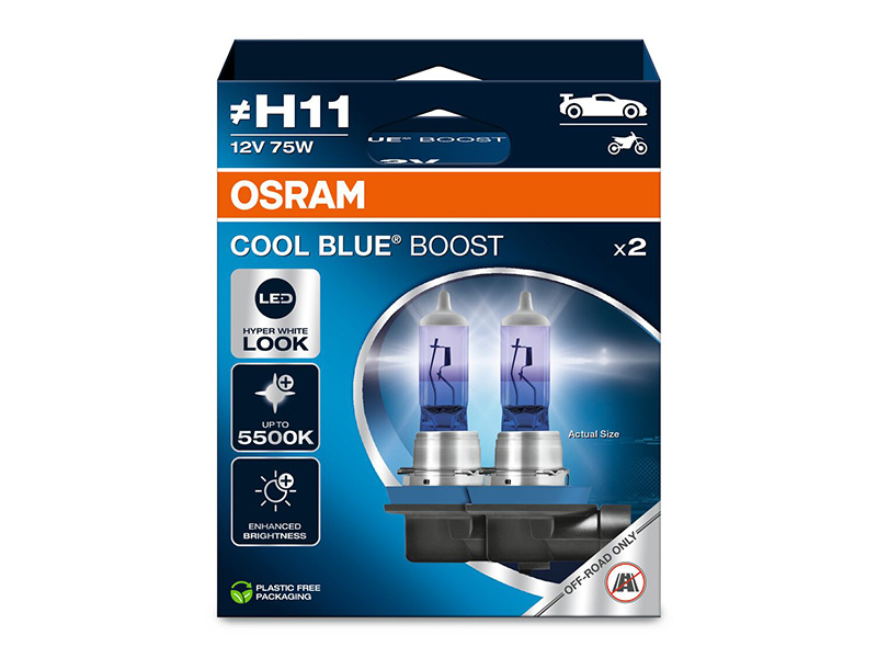 Комплет 2 бр. халогенски сијалици Osram H11 Cool Blue Boost 12V, 80W, PGJ19-2