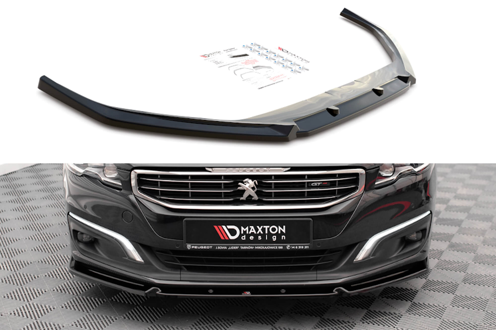 Спојлер  Maxton Design верзија 1 за преден  GT браник на Peugeot 508 GT 2014-2018, црн лак