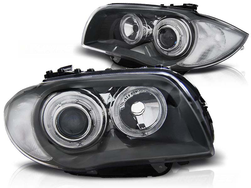 Комплет тунинг фарови со LED ангелски очи за BMW 1 E81 2004-2011/ E82 2007-2011/ E87 2004-2011/ E88 2007-2013 , лев и десен