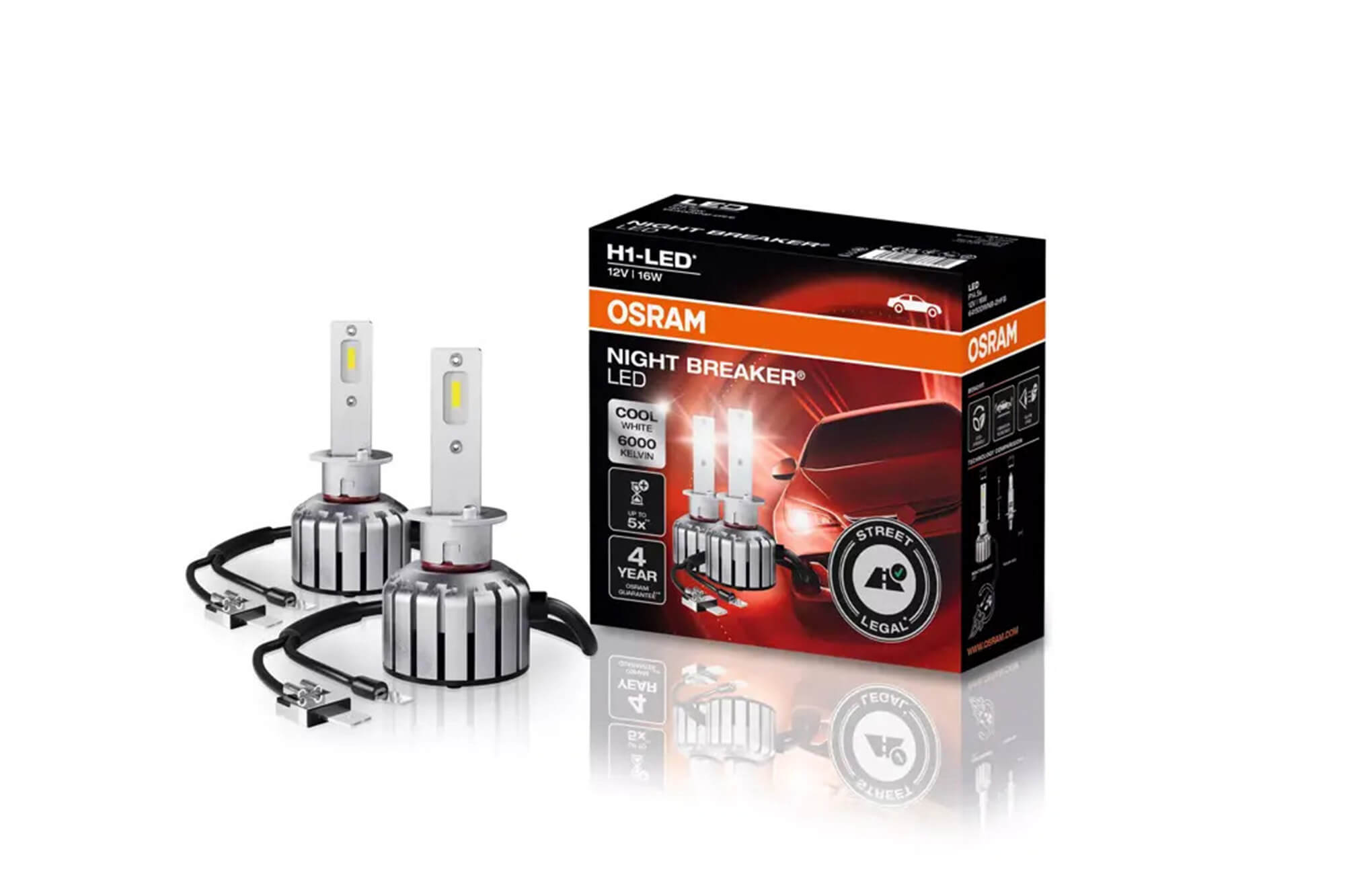 LED сијалици Osram за фарови H1 Night Breaker ладно бела  светлина, 12V, 16W, 6000K, 1550LM