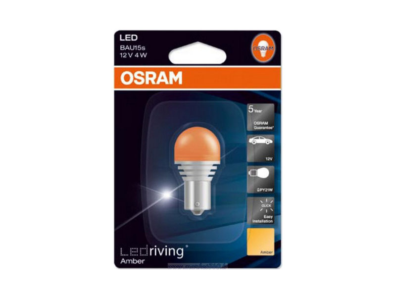 LED ламба Osram тип PY21W жолта, 12V, 4W, BA15s, 1 бр.