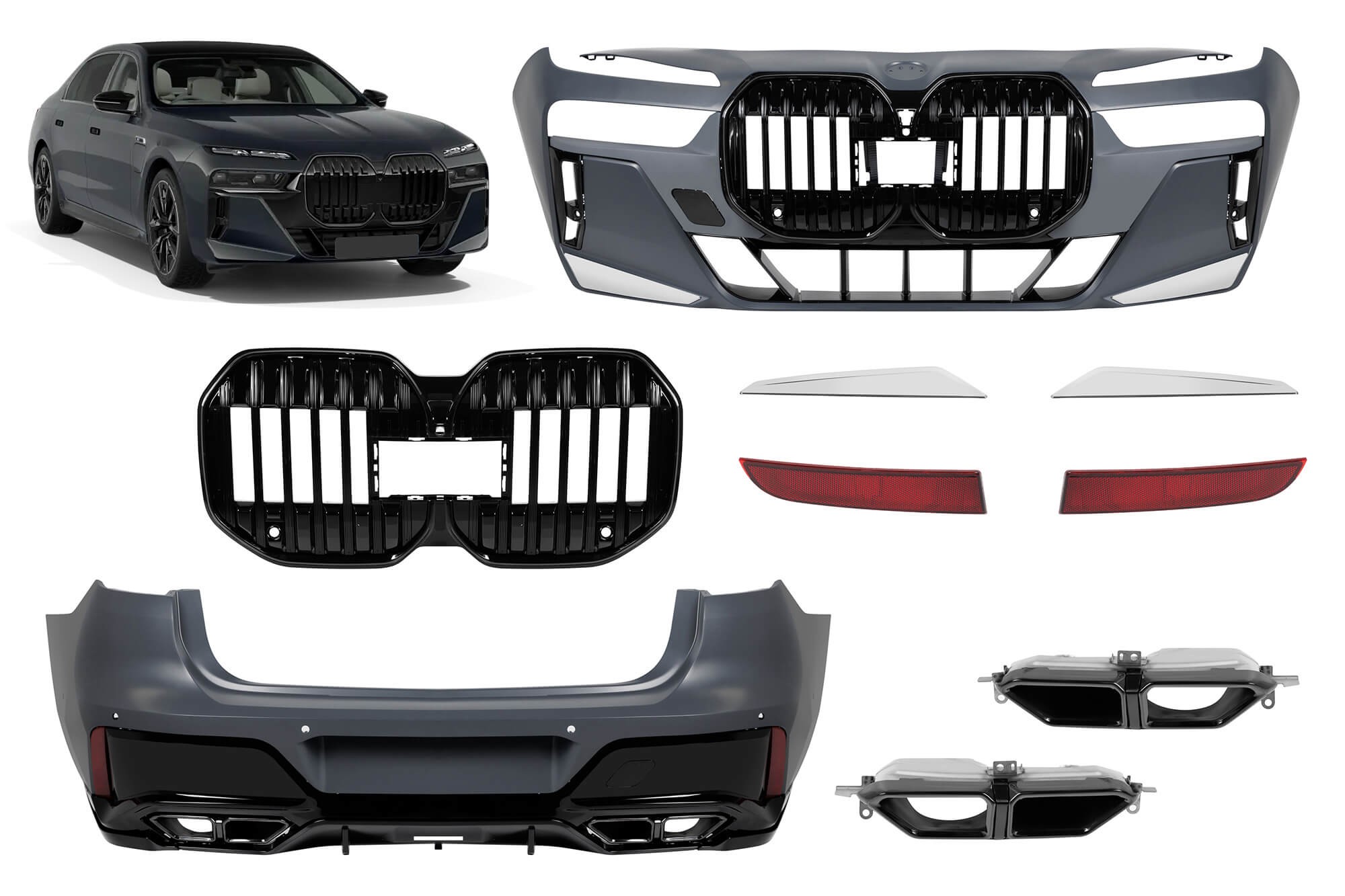 M760 пакет за BMW серија 7 G70 по 2023 година, со црни елементи