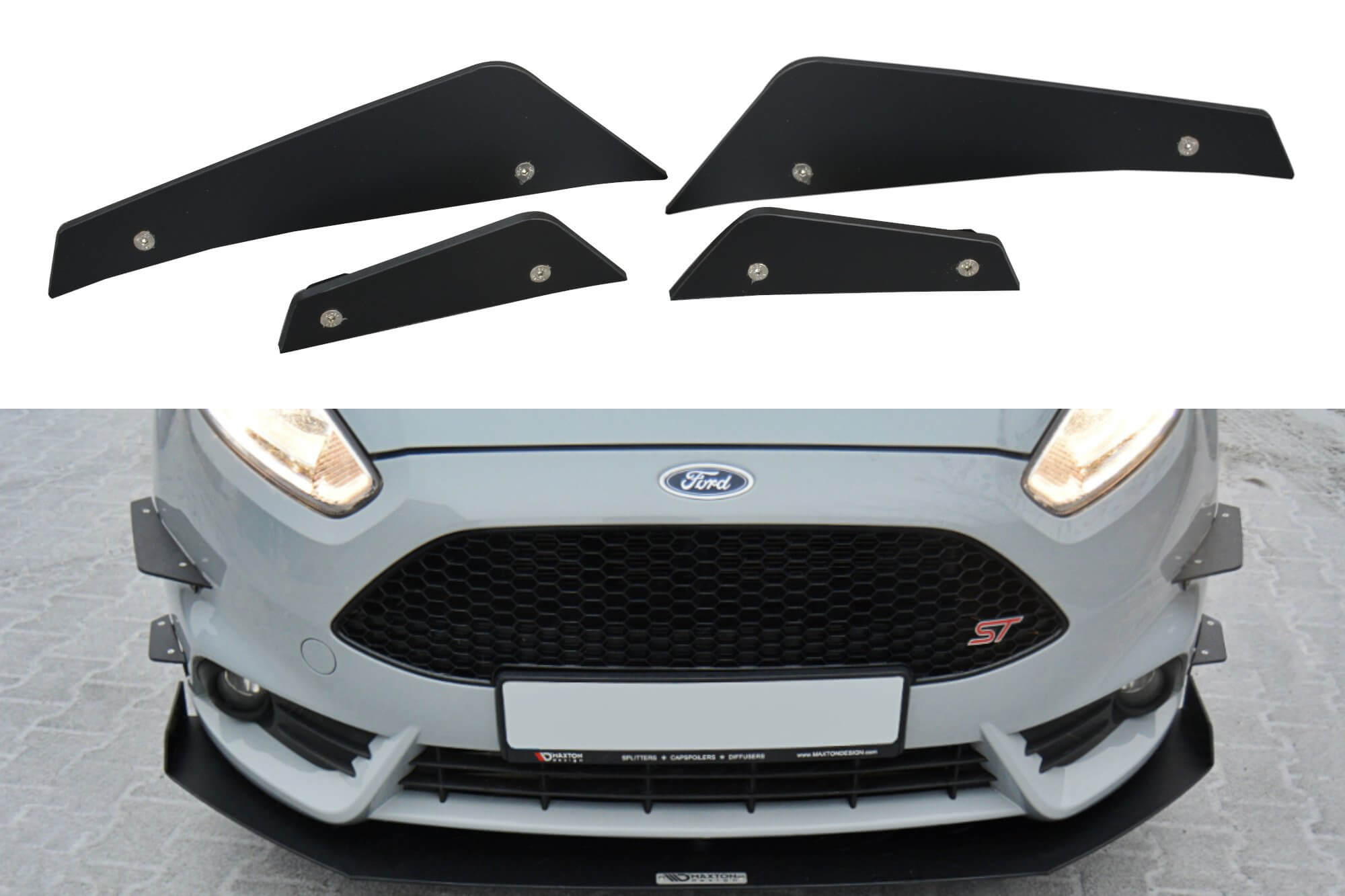 Додатоци  Maxton Design за преден  ST браник на Ford Fiesta 2013-2017, црн мат