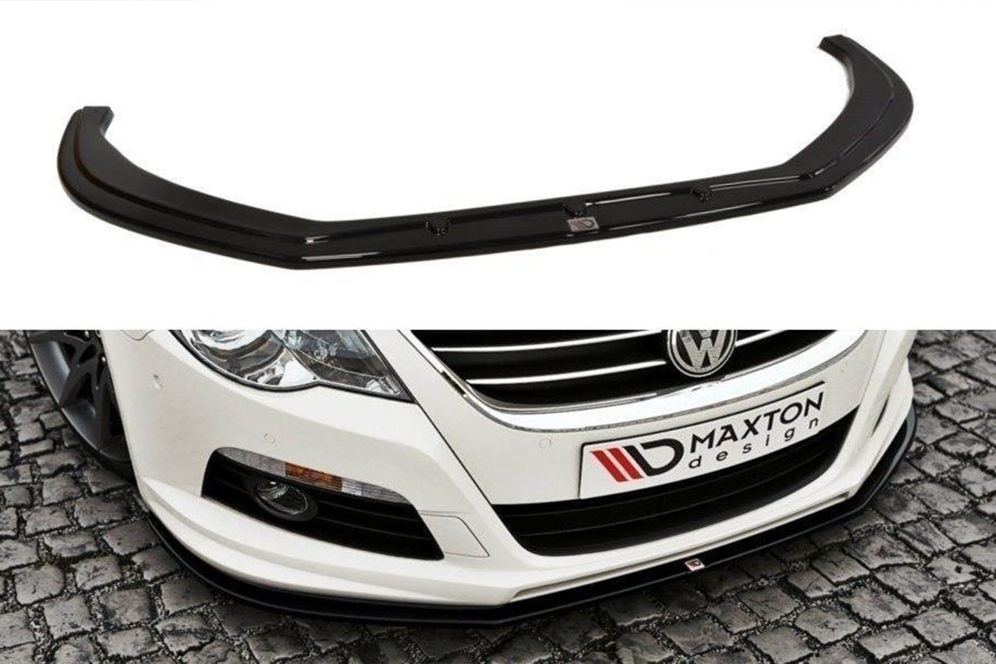 Спојлер  Maxton Design за преден  R-Line браник на VW Passat CC R36 2008-2012, црн мат