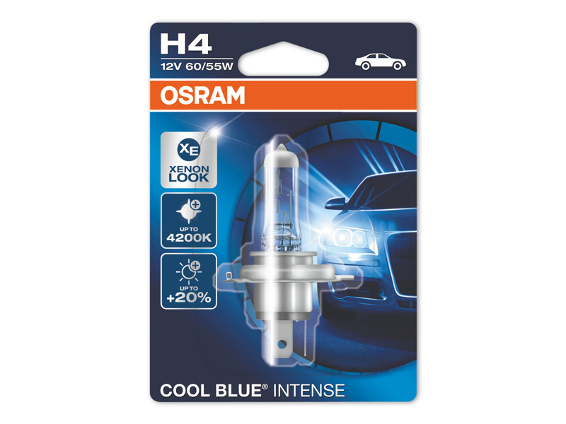 Халогенска сијалица Osram H4 Cool Blue Intense 12V, 60/55W, P43t, 1 бр.