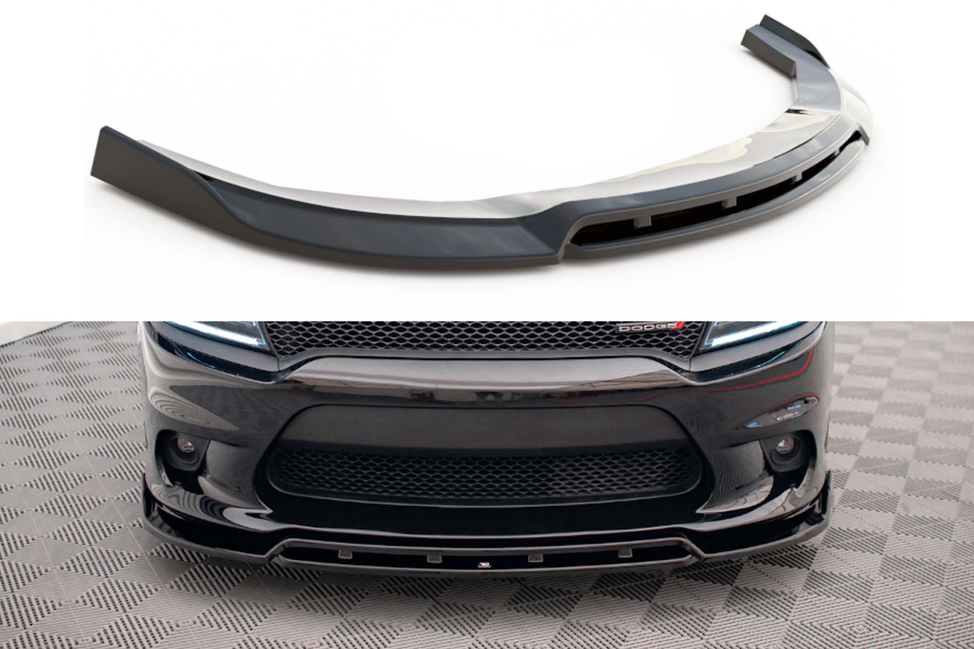 Спојлер  Maxton Design верзија 1 за преден  браник на Dodge Charger SRT MK7 по 2014 година, црн мат