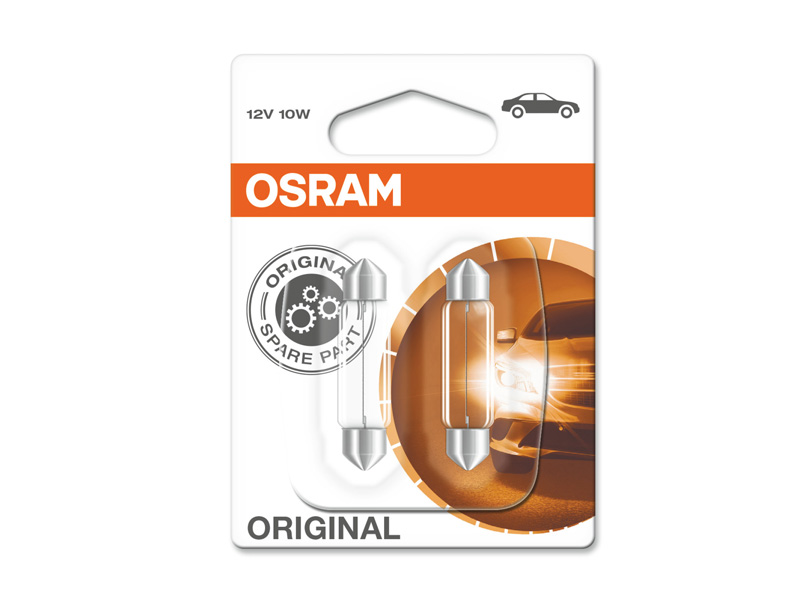 Комплет 2 бр. халогенски сијалици Osram C10W Original 12V, 10W, 42 мм, SV8.5-8