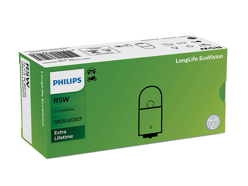 Халогенска сијалица Philips R5W LongLife EcoVision 12V, 5W, BA15S, 1 бр.