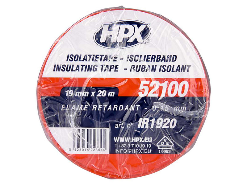 PVC изолациска лента HPX тип VDE 19mm/20m црвена